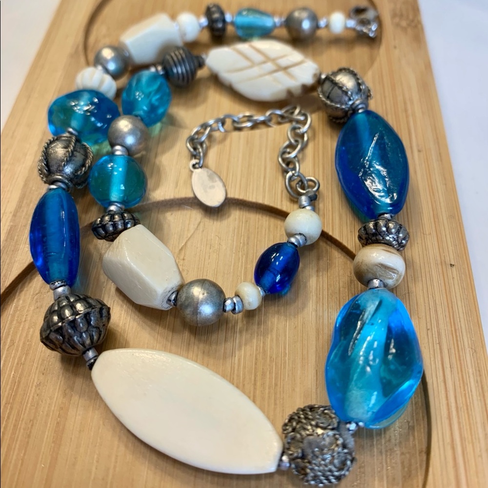 Blue Bead Necklace by Baked Beads